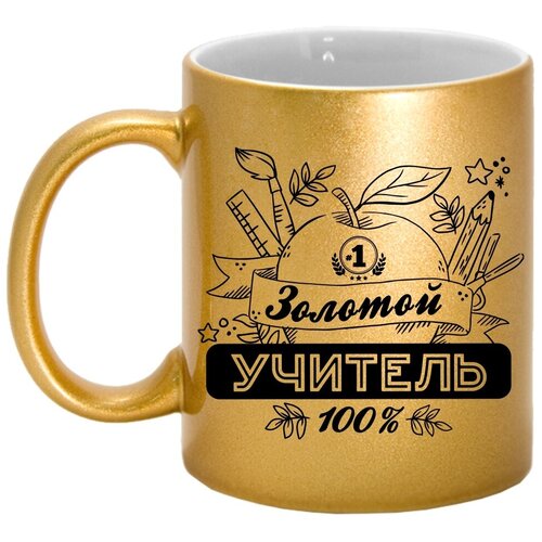 фото Кружка керамическая premium "золотой учитель 2", 330 мл, дарите подарок, арт.mug_gold_teacher_2