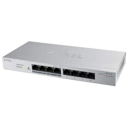 Коммутатор управляемый ZYXEL GS1200-8HPV2-EU0101F 8xGE 4xPoE настольный бесшумный бюджет PoE 60 Вт 938000₽