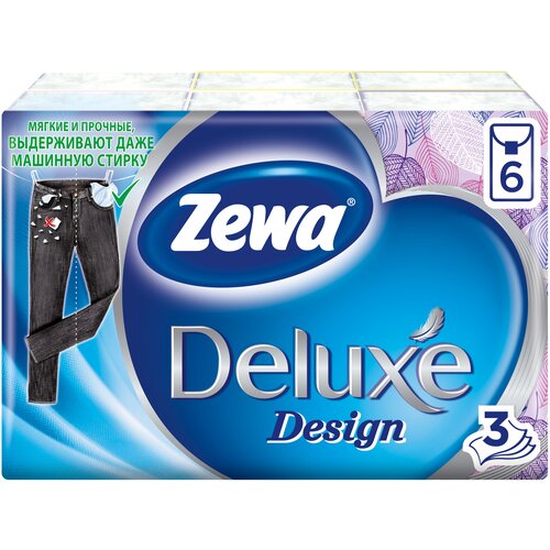 Купить Платочки Zewa (Зева) бумажные Deluxe Design 10 шт. 10 упак., SCA Hygiene Products Russia, белый, Бумажные салфетки