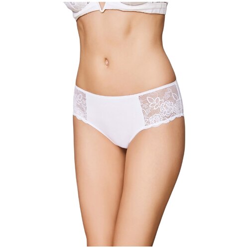 фото Sisi трусы слипы средней посадки с кружевными вставками, размер xxl(52), bianco