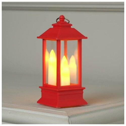 фото Фигурка luazon lighting фонарь с тремя свечами 13 см красный