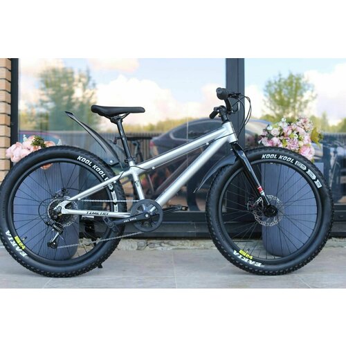 фото Велосипед фэтбайк fatbike timetry tt104/7s 24" алюминиевая рама полуфэтбайк детский подростковый спортивный унисекс, серебристый