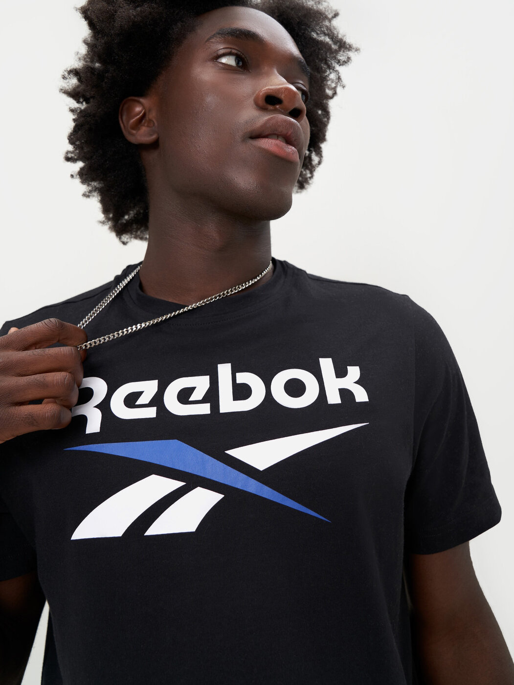 Футболка спортивная Reebok Identity Big Logo, размер XL, черный/голубой — фото 1
