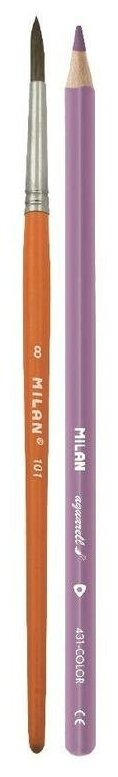 карандаши акварельные Milan "431" 24 цвета, трехгран., с кистью - фото №4