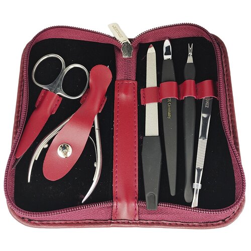 фото Маникюрный набор на молнии ms-22401-s-pvc, zinger, 6 предметов, цвет чехла бордовый