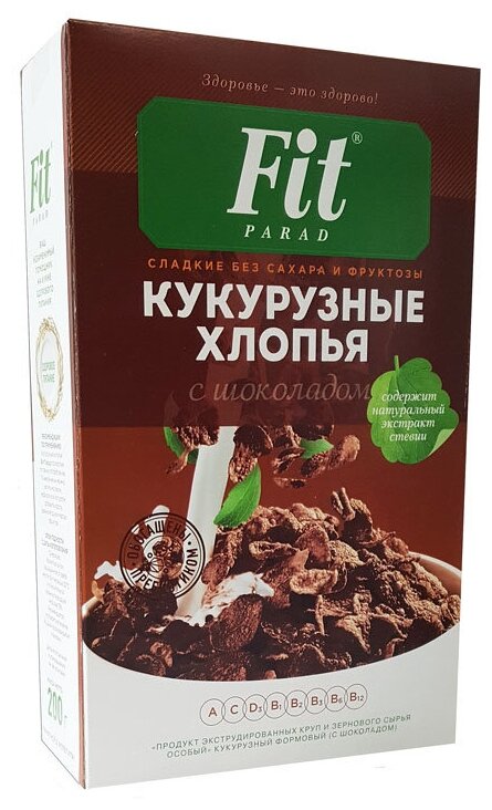 Хлопья Fitparad Кукурузные шоколадные 200г - фото №1