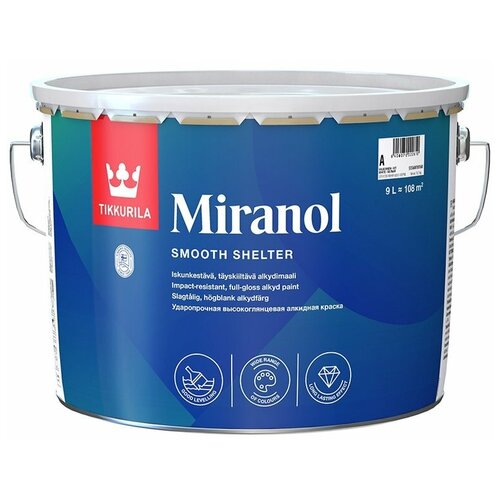 Эмаль алкидная Tikkurila Miranol основа А глянцевая 9 л