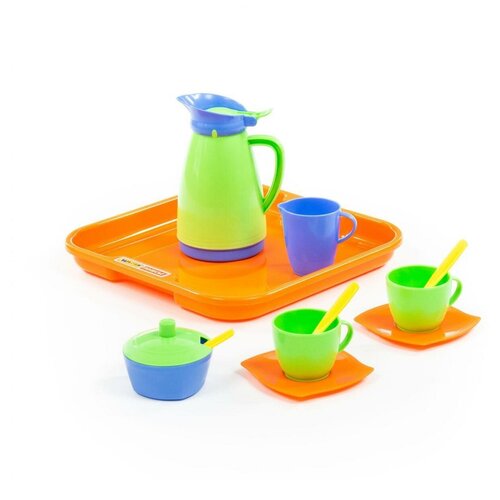 Набор посуды Полесье Алиса с подносом на 2 персоны 40572 посудка детская игрушечная игровой набор кофейный сервиз