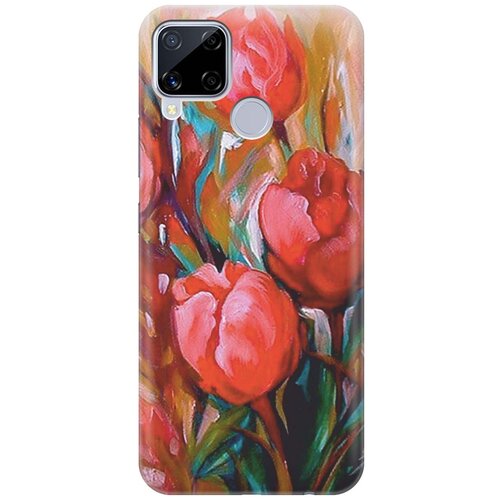 фото Cиликоновый чехол на realme c15 / рилми с15 с принтом "тюльпаны" gosso