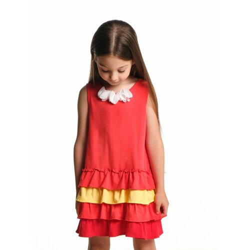 Платье Mini Maxi, размер 104, коралловый платье mini maxi хлопок трикотаж однотонное размер 104 коралловый белый