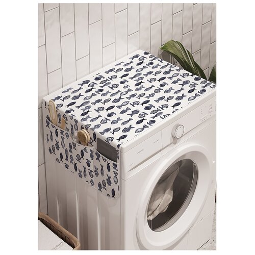 фото Органайзер для хранения "уплывающие рыбки" на стиральную машину, 45x120 см ambesonne
