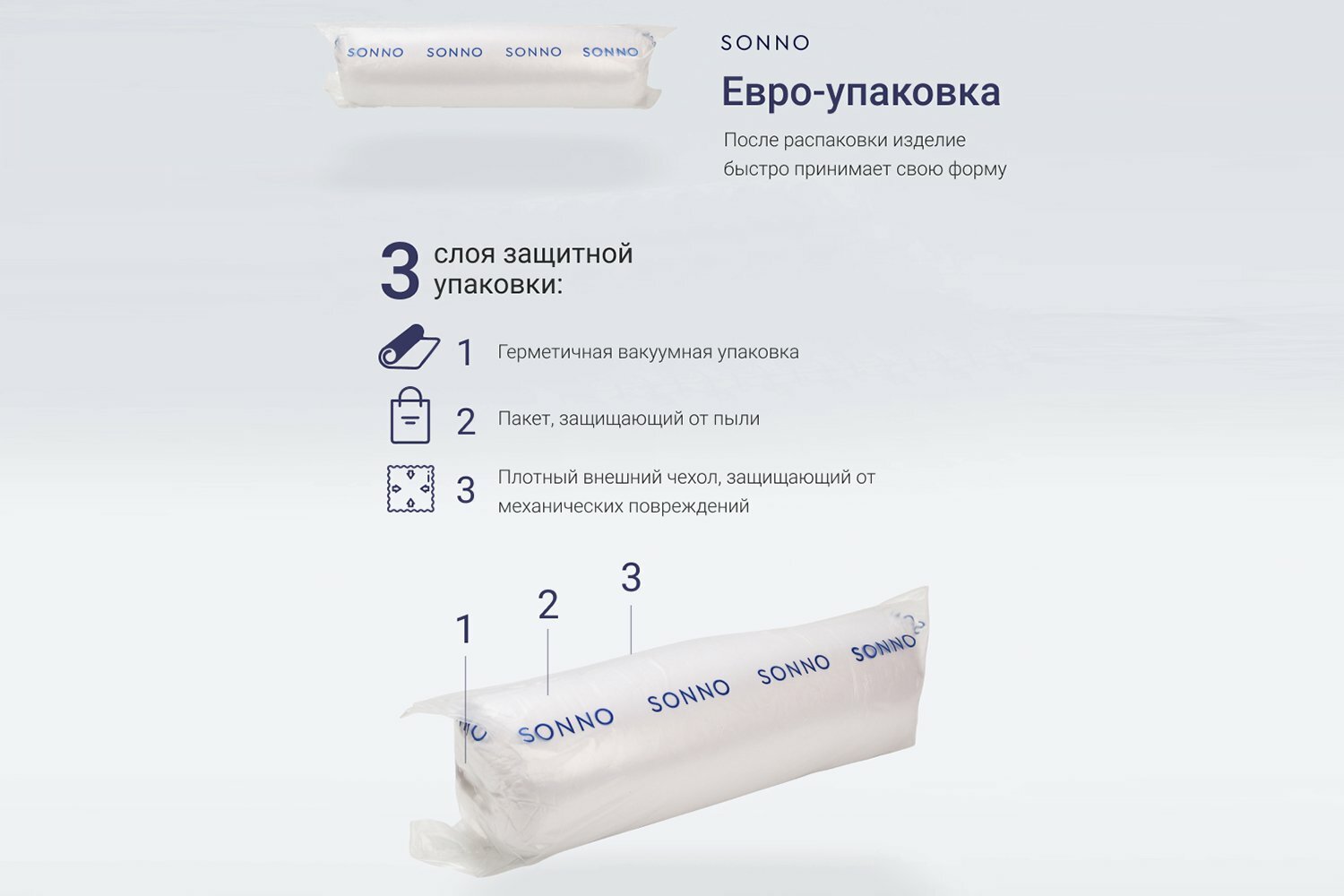 Подушка SONNO AURA 50x70 гипоаллергенный наполнитель Amicor TM французский серый - фото №15