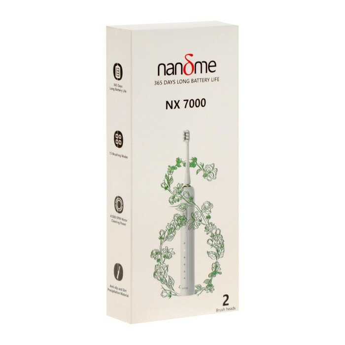 Электрическая звуковая зубная щетка Nandme NX7000-B2 (в комплекте две насадки), голубой - фотография № 15