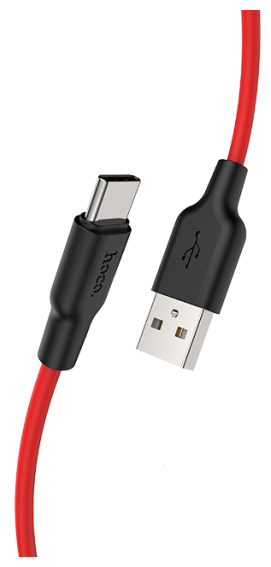 USB Кабель Type-C, HOCO, X21 Plus, силиконовый, черно-красный