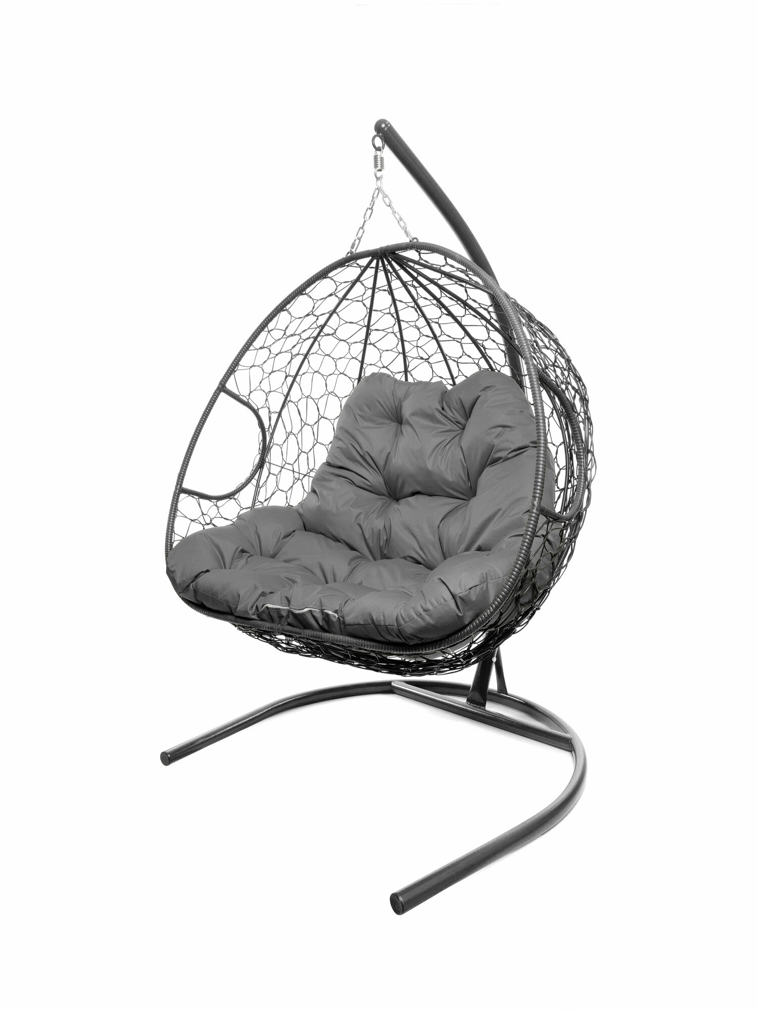 Подвесное кресло с ротангом Для компании серое, серая подушка - фотография № 1