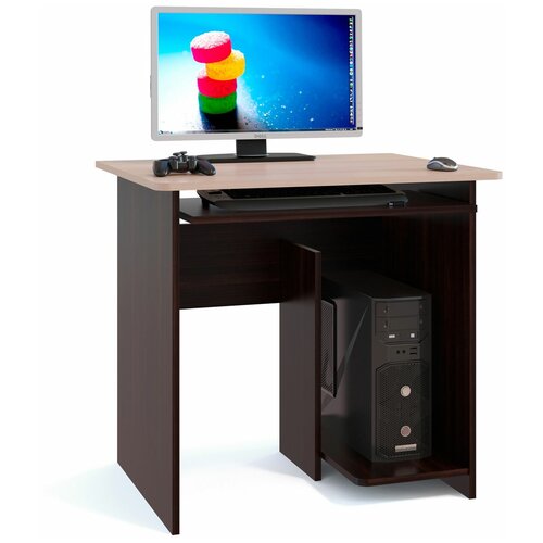 фото Компьютерный стол сокол кст-21.1, шхг: 80х60 см, цвет: венге/беленый дуб