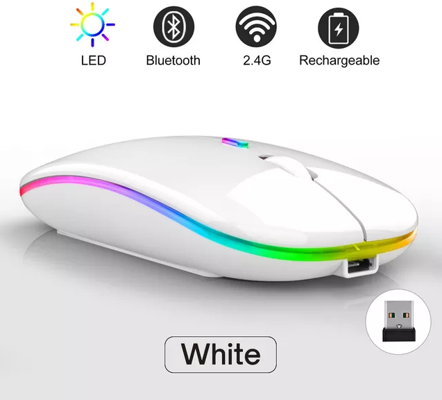 Беспроводная мышь с LED подсветкой для компьютера ноутбука и пк / Ультратонкая бесшумная мышка с встроенным аккумулятором / Bluetooth