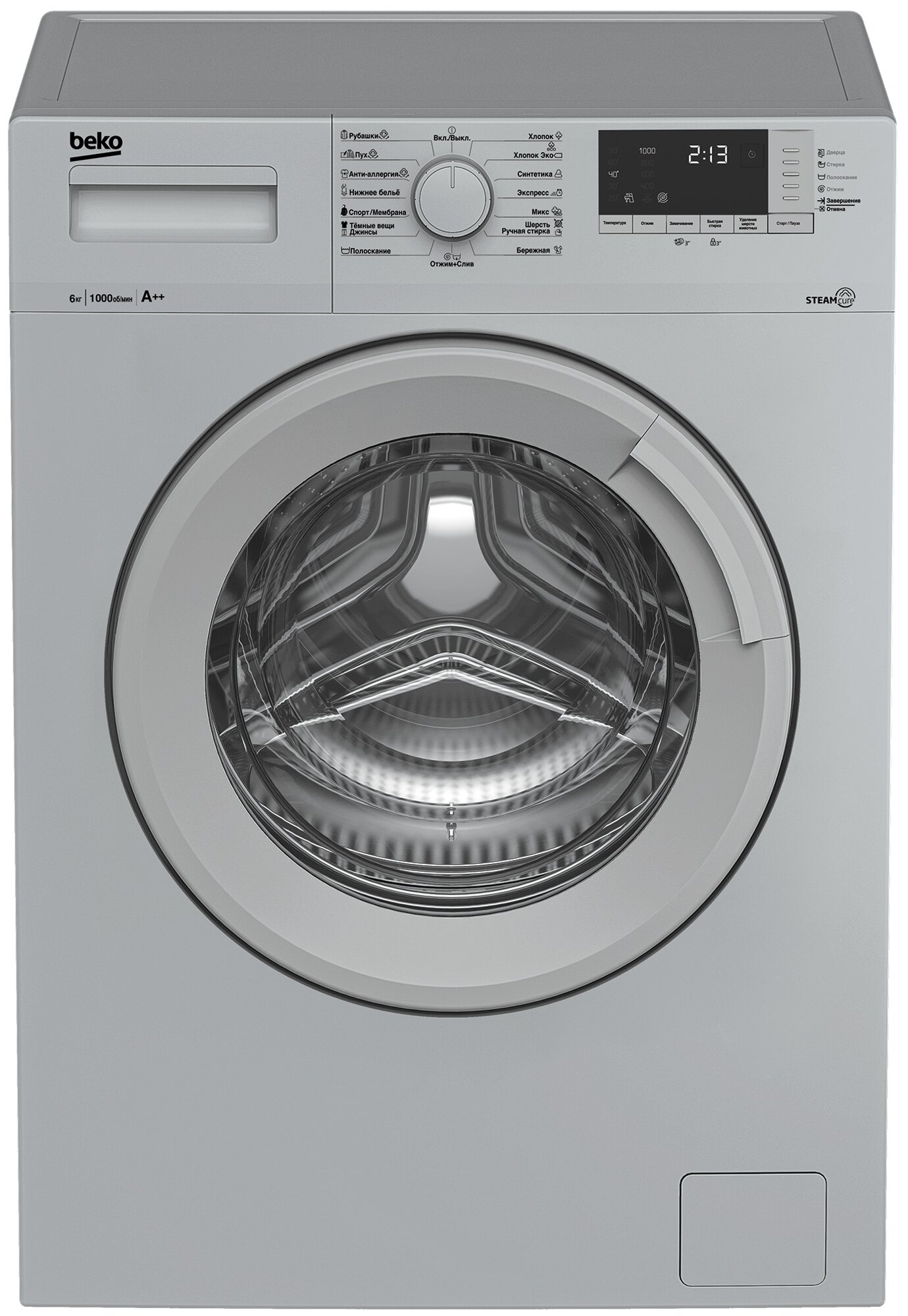 Стиральная машина Beko WSRE6512ZSS, серебристый