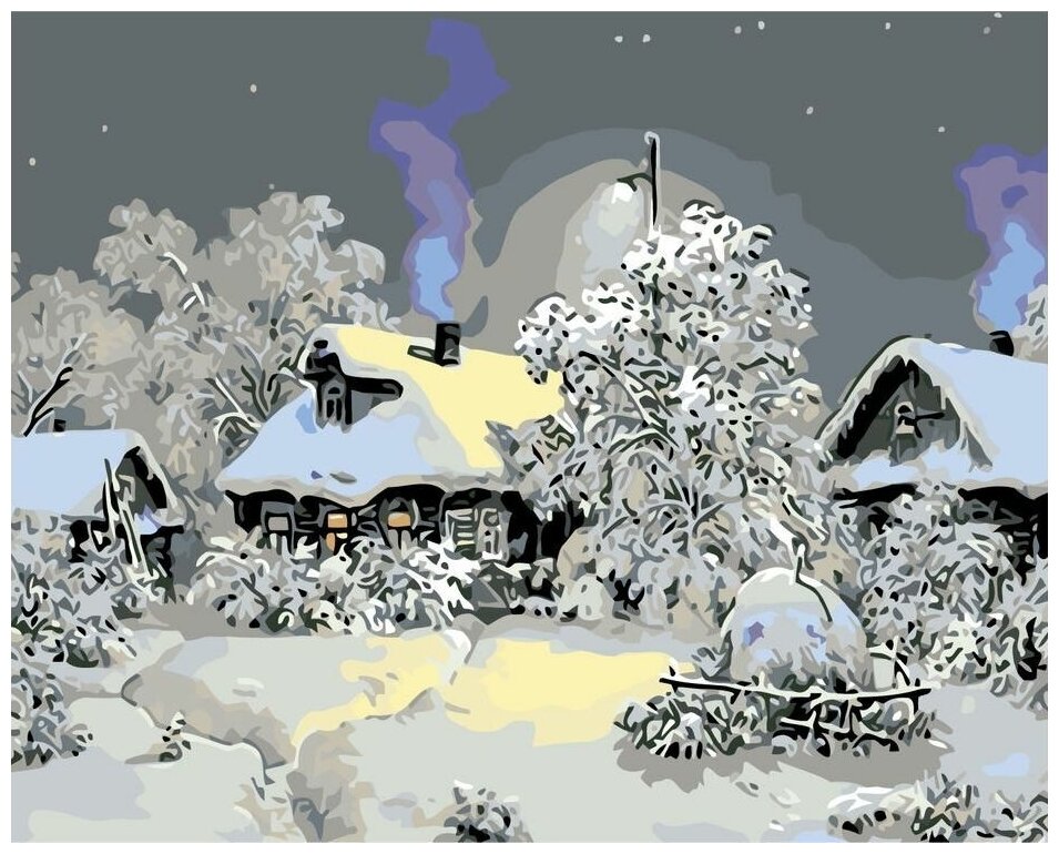 Картина по номерам "Зимой в деревне", 40x50 см