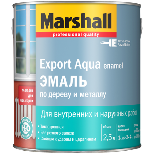 Эмаль акриловая (АК) Marshall Export Aqua Enamel, полуматовая, темно-коричневый, 2.5 л