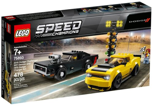 Конструктор LEGO Speed Champions 75893 Додж Чэленджер 2018 и Додж Чарджер 1970, 478 дет.