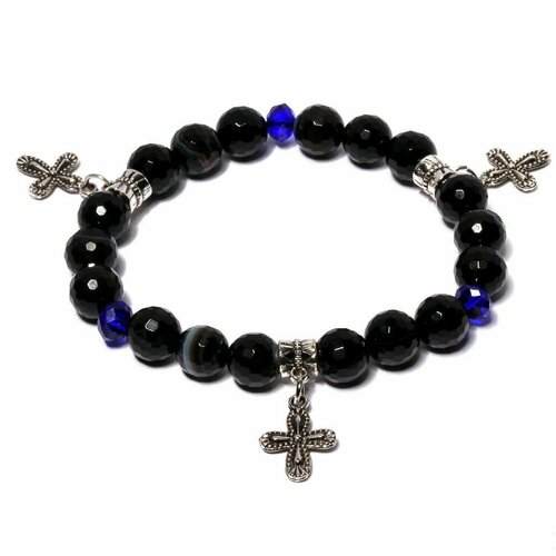 фото Славянский оберег, плетеный браслет coliete браслет из камней"небесный помощник", агат, 3 шт., синий, черный