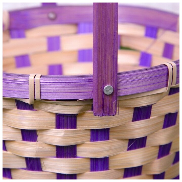 Корзина плетеная, бамбук, 21х21х10/24 см, фиолетовая 2171634 . - фотография № 3