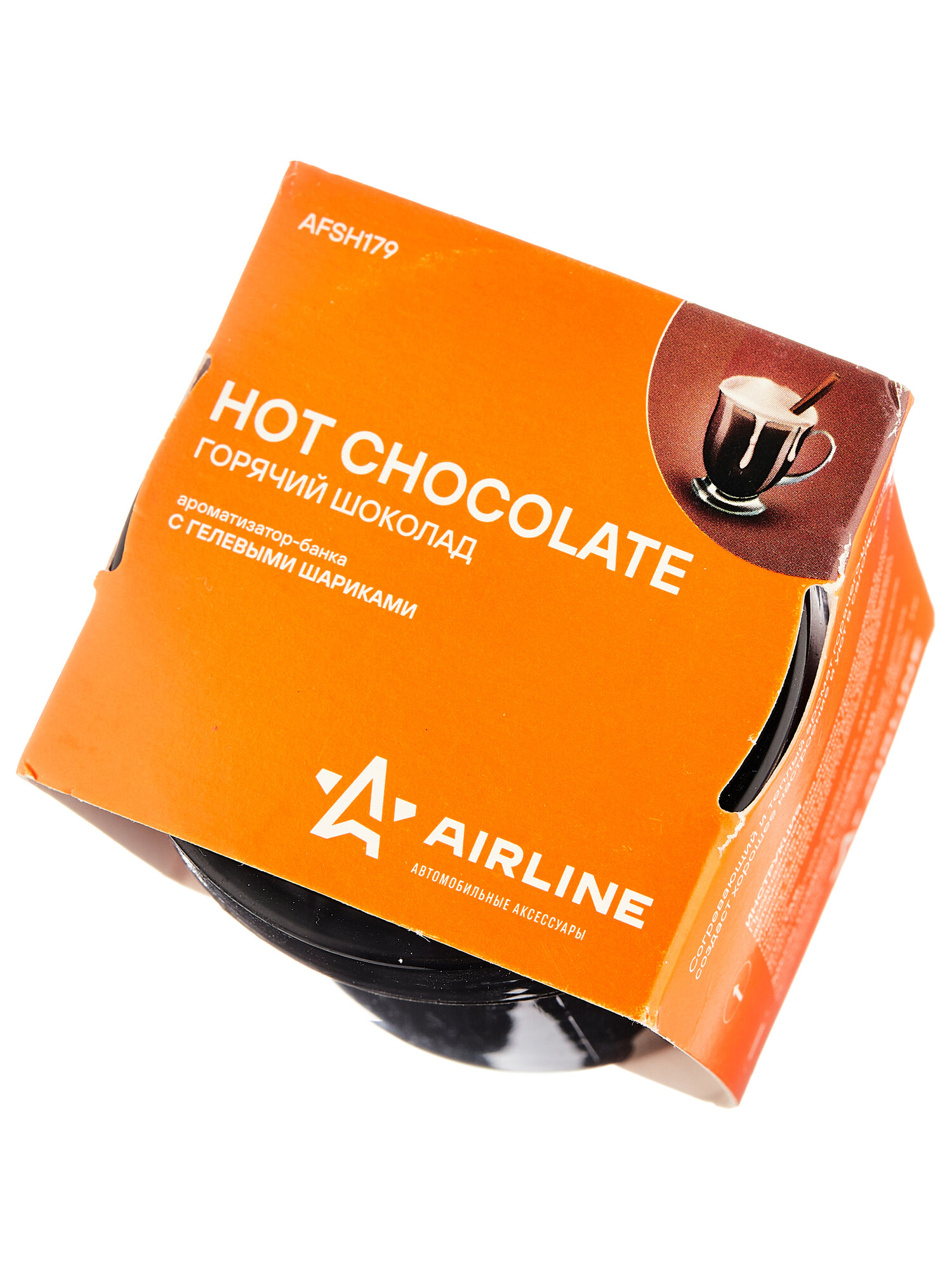 Ароматизатор-банка с гелевыми шариками горячий шоколад AIRLINE - фото №3
