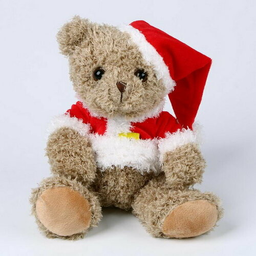 Мягкая игрушка Медведь новогодний, 21 см, цвет коричневый