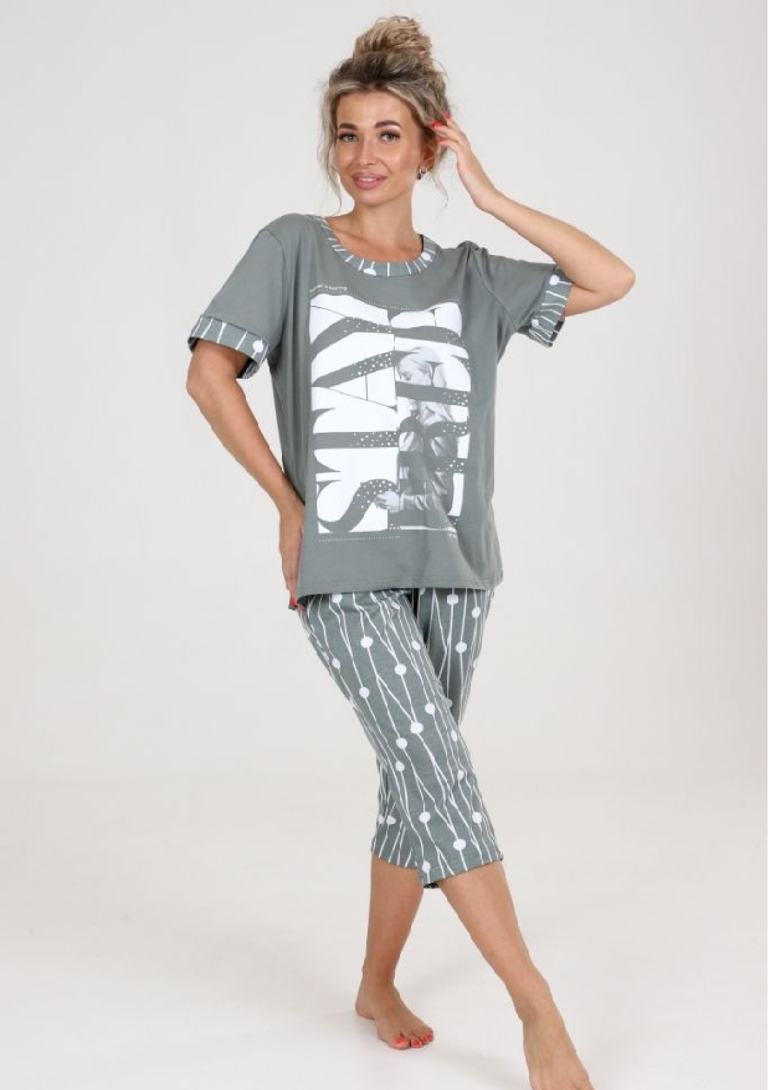 Пижама Aronia, размер 56, серый - фотография № 5