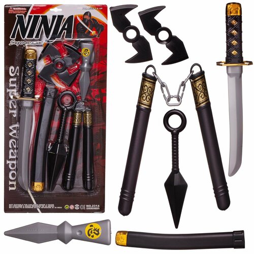 Набор ниндзя Junfa Оружие, 7 предметов (WG-13635) катана в ножнах меч деревянный игрушечное оружие кинжал