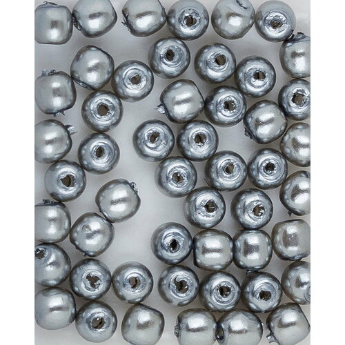 Стеклянные чешские бусины с покрытием под жемчуг, 2 мм, цвет Shiny Light Grey, 100 шт.