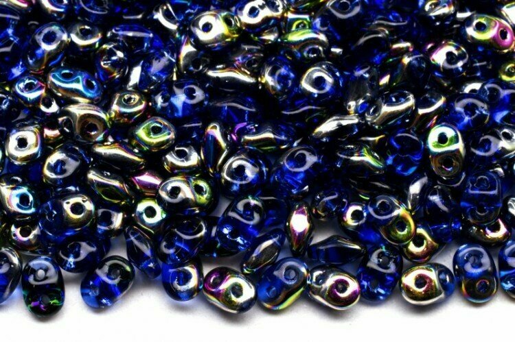 Бусины SuperDuo 2,5х5мм, отверстие 0,8мм, цвет 30060/28101 сапфир витраж, 706-014, 10г (около 120шт)