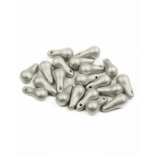 Стеклянные чешские бусины, Bulb Beads, 5х10 мм, цвет Alabaster Metallic Silver, 20 шт.