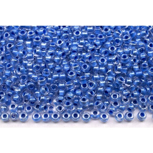 Бисер чешский PRECIOSA круглый 10/0 38638 прозрачный, синяя линия внутри, 1 сорт, 50г