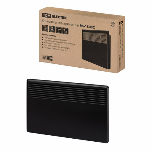 Конвектор электрический ЭК-1500С 1500 Вт термостат стич черный TDM SQ2520-1208 1 шт 505400₽