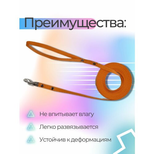 Поводок Хвостатыч для собак нейлоновый классический 5 м х 10 мм (оранжевый)