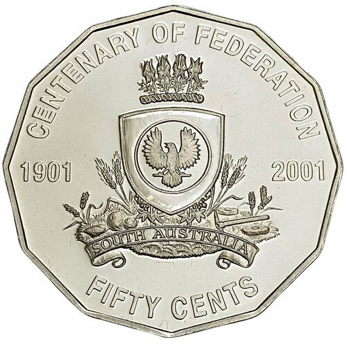 австралия 50 центов 2016 г 50 лет переходу на десятичную систему национальной валюты Австралия 50 центов 2001 г. (100 лет федерации - Южная Австралия)