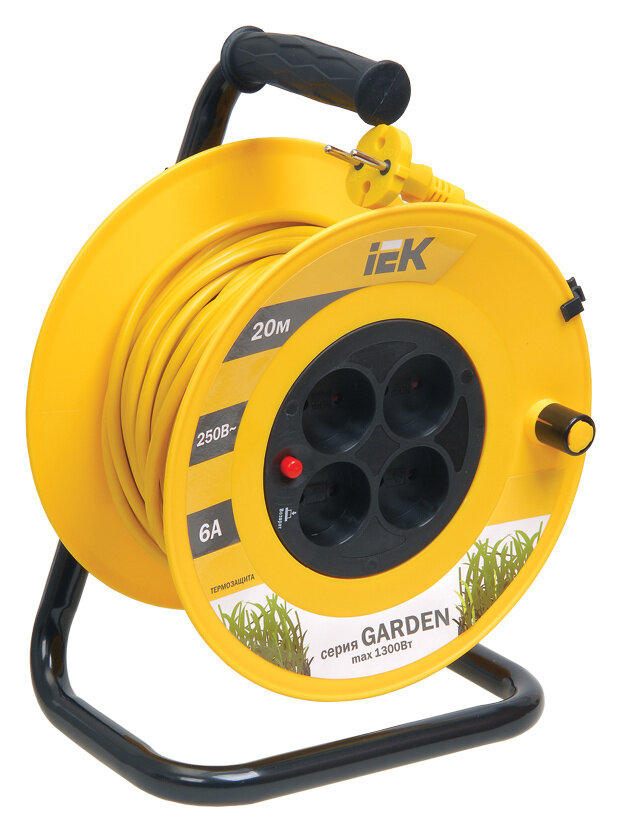 Удлинитель силовой IEK Garden 20м розеток 4шт ток 6A желтый (wkp23-06-04-20)