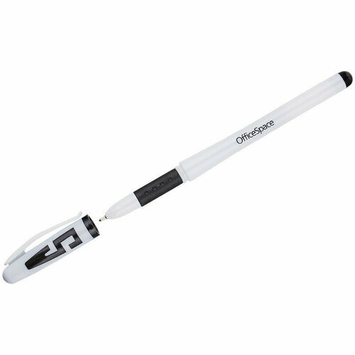 Ручка гелевая OfficeSpace черная, 0,6мм, грип, игольчатый стержень, 24 штук, 201276