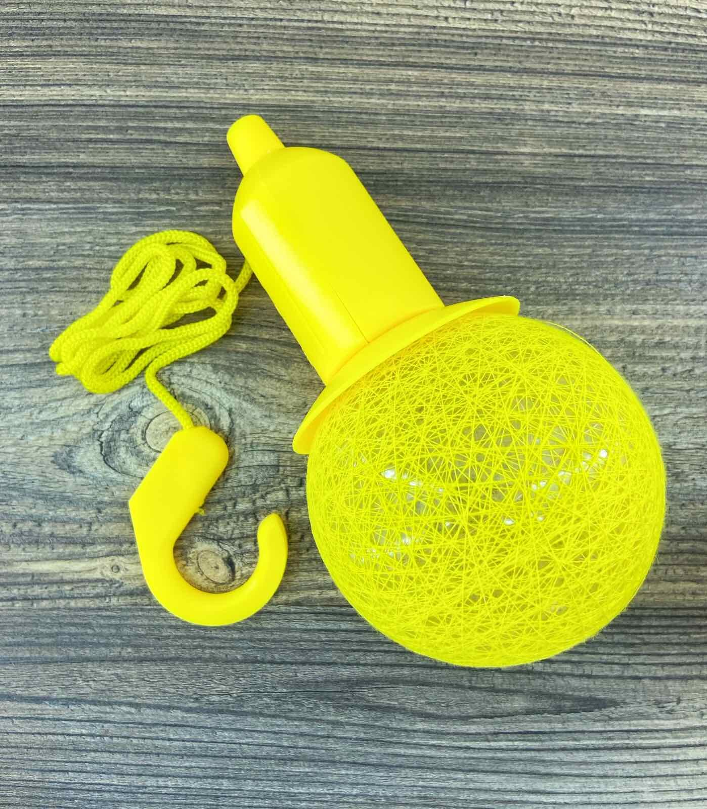 фото Подвесной светильник, желтый / Светильник на веревке / Лампа на веревке / Фонарик подвесной