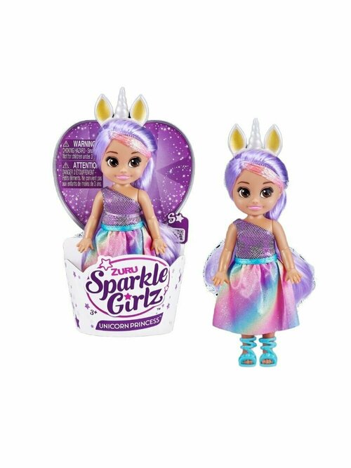 Zuru. Sparkle Girlz Мини Кукла принцесса-единорог в фиолетовом наряде / 10094 фиолетовый
