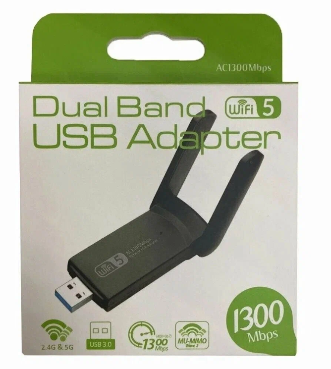 Беспроводной WI-Fi адаптер, USB 3.0, 2.4G/ 5G, 1300 Мбит/с