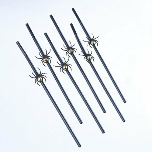 Трубочки для коктейля Чёрные пауки с золотом в наборе 6 штук 50000₽