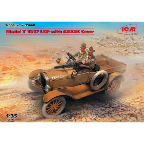 35668 ICM Автомобиль Model T 1917 LCP с экипажем ANZAC 1/35 icm сборная модель model t 1917 санитарная с американским медицинским персоналом 1 35