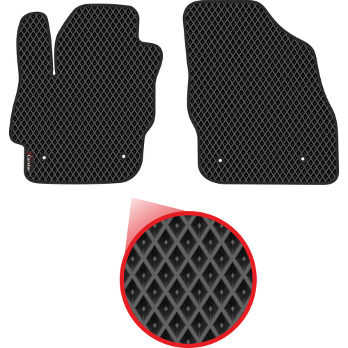 Передние коврики EVA для Mazda 3 II BL (2009-2013), чёрные с чёрным кантом, ячейка - ромб