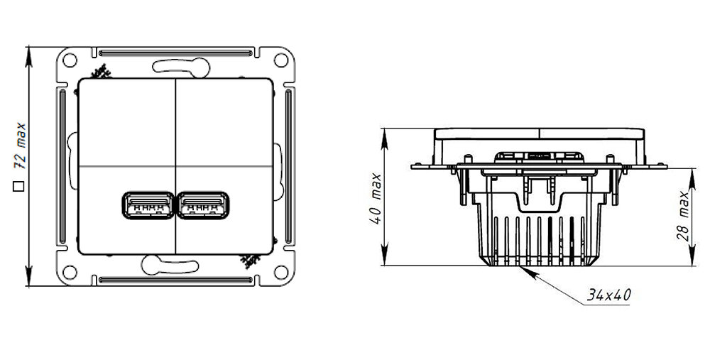 AtlasDesign ATN001033 Розетка USB (2xUSB, под рамку, скрытая установка, карбон) Schneider Electric - фото №12