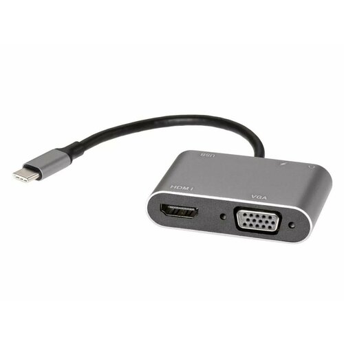 Адаптер USB Type-Cm-->VGA, HDMI 4k*30Hz, USB3.0, PD, Audio, iOpen (Aopen/Qust)