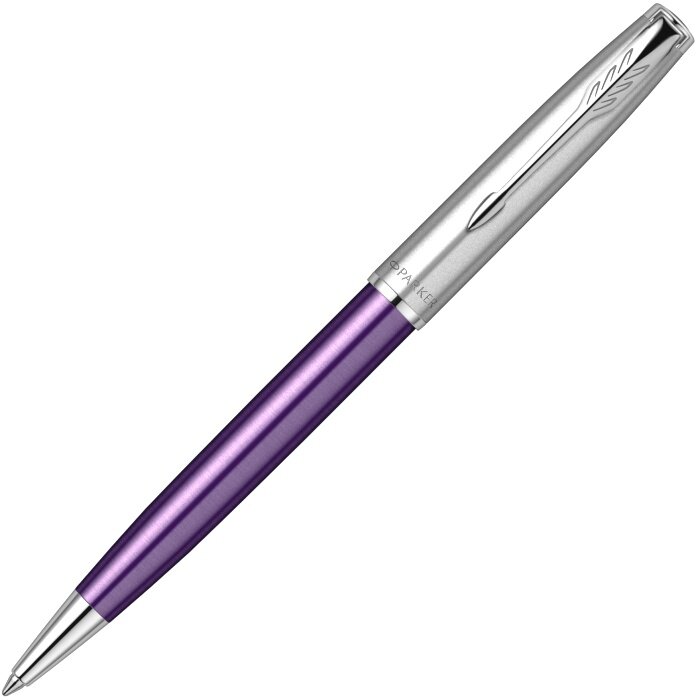 Ручка шариковая Parker "Sonnet Sand Blasted Metal&Violet Lacquer" черная, 1,0мм 2169369