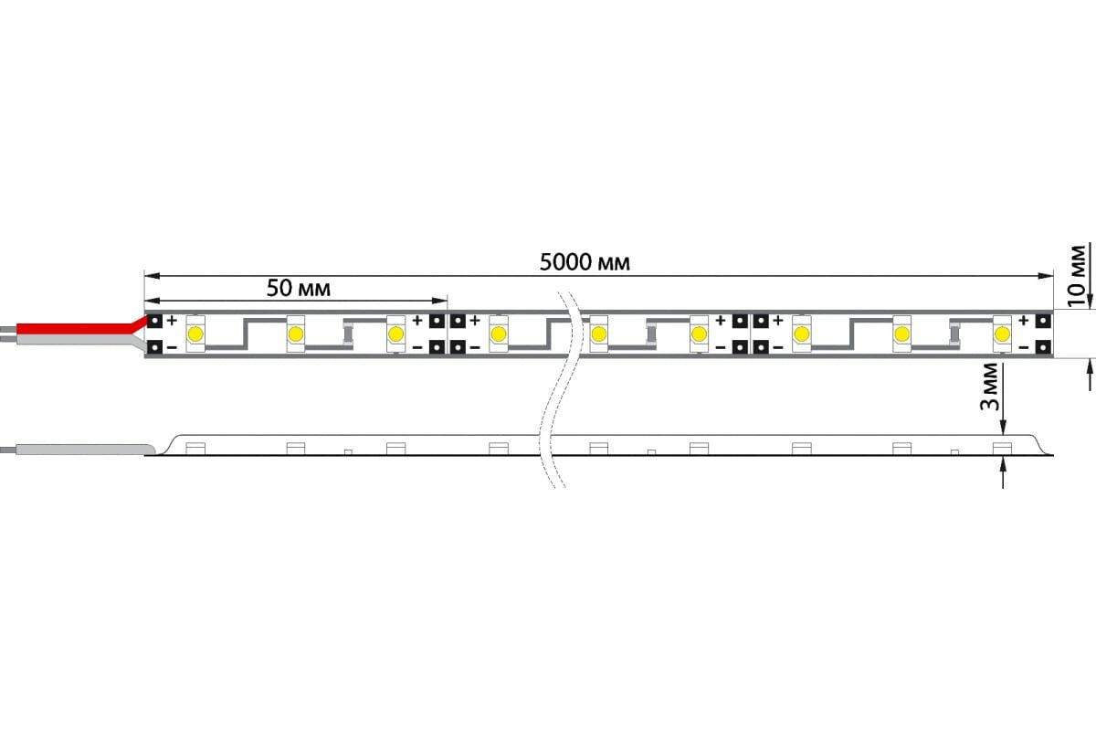 Светодиодная лента силикон, 10 мм, IP65, SMD 5050, 60 LED/m, 12 V, цвет свечения красный